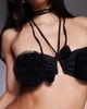 ASOS DESIGN ASOS DESIGN Sage premium halter bandeau bikini top with U-wire and 3d flowers in black-Brown - 4