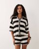 ASOS DESIGN ASOS DESIGN Sally knit button up beach top in black and cream stripes - part of a set-Multi - 1