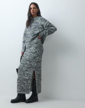 ASOS DESIGN ASOS DESIGN salt and pepper stitch maxi skirt set in mono-Black