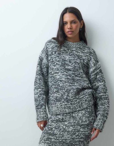 ASOS DESIGN ASOS DESIGN salt and pepper stitch sweater set in mono-Black