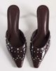 ASOS DESIGN ASOS DESIGN Sammie studded western chisel toe heeled mules in chocolate-Multi - 1