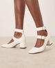 ASOS DESIGN ASOS DESIGN Sasha double buckle strap mid block heel shoes in off white croc - 1