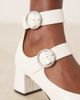 ASOS DESIGN ASOS DESIGN Sasha double buckle strap mid block heel shoes in off white croc - 2