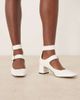 ASOS DESIGN ASOS DESIGN Sasha double buckle strap mid block heel shoes in off white croc - 4