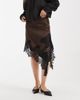 ASOS DESIGN ASOS DESIGN satin asymmetric lace trim mini skirt in chocolate-Brown - 3