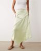 ASOS DESIGN ASOS DESIGN satin asymmetric maxi skirt with lace detail in matcha green - 2