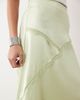 ASOS DESIGN ASOS DESIGN satin asymmetric maxi skirt with lace detail in matcha green - 3