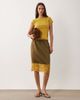 ASOS DESIGN ASOS DESIGN satin awkward length midi skirt in khaki and ochre with lace trim-Green - 1
