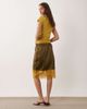 ASOS DESIGN ASOS DESIGN satin awkward length midi skirt in khaki and ochre with lace trim-Green - 4