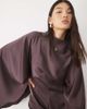 ASOS DESIGN ASOS DESIGN satin batwing romper with extreme sleeve in chocolate-Brown - 4
