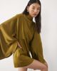 ASOS DESIGN ASOS DESIGN satin batwing romper with extreme sleeve in olive-Green - 4