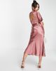 ASOS DESIGN ASOS DESIGN satin bias midi tea dress with belt in dark blush-Pink - 2