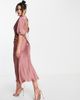 ASOS DESIGN ASOS DESIGN satin bias midi tea dress with belt in dark blush-Pink - 4