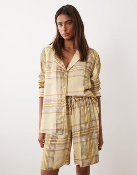 ASOS DESIGN ASOS DESIGN satin city shorts in yellow plaid - part of a set-Multi