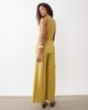 ASOS DESIGN ASOS DESIGN satin crinkle jumpsuit with scarf waist detail in chartreuse-Green - 4