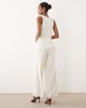 ASOS DESIGN ASOS DESIGN satin crinkle jumpsuit with scarf waist detail in cream-White - 2