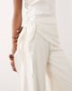 ASOS DESIGN ASOS DESIGN satin crinkle jumpsuit with scarf waist detail in cream-White - 4