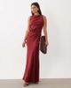 ASOS DESIGN ASOS DESIGN satin drape bodice maxi dress with cowl back detail in red - 1
