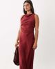 ASOS DESIGN ASOS DESIGN satin drape bodice maxi dress with cowl back detail in red - 2