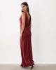 ASOS DESIGN ASOS DESIGN satin drape bodice maxi dress with cowl back detail in red - 4