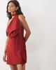 ASOS DESIGN ASOS DESIGN satin fallen shoulder romper with tie neck in burgundy-RED - 1