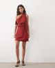 ASOS DESIGN ASOS DESIGN satin fallen shoulder romper with tie neck in burgundy-RED - 2