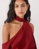 ASOS DESIGN ASOS DESIGN satin fallen shoulder romper with tie neck in burgundy-RED - 3