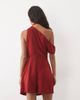 ASOS DESIGN ASOS DESIGN satin fallen shoulder romper with tie neck in burgundy-RED - 4