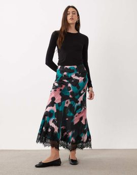 ASOS DESIGN ASOS DESIGN satin fishtail maxi skirt in neo animal print-Multi
