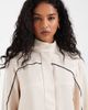 ASOS DESIGN ASOS DESIGN satin funnel neck sporty striped jacket in ecru-White - 3