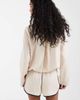ASOS DESIGN ASOS DESIGN satin funnel neck sporty striped jacket in ecru-White - 4