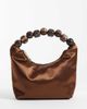 ASOS DESIGN ASOS DESIGN satin grab clutch bag with resin ball handle in chocolate-Brown - 1