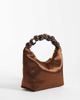 ASOS DESIGN ASOS DESIGN satin grab clutch bag with resin ball handle in chocolate-Brown - 2
