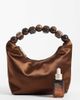 ASOS DESIGN ASOS DESIGN satin grab clutch bag with resin ball handle in chocolate-Brown - 3