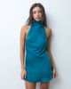ASOS DESIGN ASOS DESIGN satin halter mini dress with racer back in teal-Blue - 2
