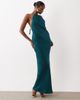 ASOS DESIGN ASOS DESIGN satin halter neck maxi dress with beaded tassel detailing in dark teal-Green - 2