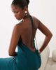 ASOS DESIGN ASOS DESIGN satin halter neck maxi dress with beaded tassel detailing in dark teal-Green - 3