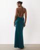 ASOS DESIGN ASOS DESIGN satin halter neck maxi dress with beaded tassel detailing in dark teal-Green - 4
