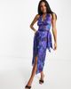 ASOS DESIGN ASOS DESIGN satin halter scarf top in blue blur print - part of a set-Multi - 4