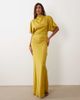 ASOS DESIGN ASOS DESIGN satin high neck blouson maxi dress with flutter sleeves in chartreuse-Multi - 1