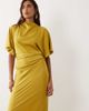 ASOS DESIGN ASOS DESIGN satin high neck blouson maxi dress with flutter sleeves in chartreuse-Multi - 3