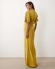 ASOS DESIGN ASOS DESIGN satin high neck blouson maxi dress with flutter sleeves in chartreuse-Multi - 4