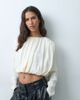 ASOS DESIGN ASOS DESIGN satin long sleeve bubble top in ivory-Pink - 1