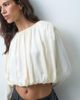 ASOS DESIGN ASOS DESIGN satin long sleeve bubble top in ivory-Pink - 4