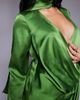 ASOS DESIGN ASOS DESIGN satin long sleeve plunge mini dress with drape neck scarf and wrap skirt in green - 4