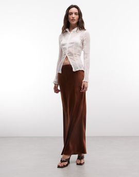ASOS DESIGN ASOS DESIGN satin maxi skirt in chocolate - part of a set-Brown