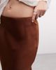 ASOS DESIGN ASOS DESIGN satin maxi skirt in chocolate - part of a set-Brown - 2
