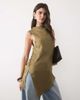 ASOS DESIGN ASOS DESIGN satin open back asymmetric top in olive-Green - 1