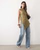 ASOS DESIGN ASOS DESIGN satin open back asymmetric top in olive-Green - 3