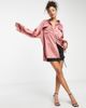 ASOS DESIGN ASOS DESIGN satin oversized shirt with wide cuff detail in rose-Pink - 1